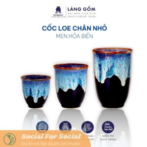 Cốc sứ, ly sứ uống nước, trà, cà phê men hỏa biến, Cốc loe chân nhỏ 200ml, 250ml, 320ml - Gốm Sứ Bát Tràng - Làng Gốm