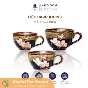 Cốc sứ, ly sứ, tách uống trà, cà phê men hỏa biến, dáng cốc cappuccino 200ml, 250ml, 300ml - Gốm Sứ Bát Tràng - Làng Gốm