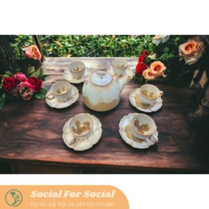 Bộ ấm chén men hoả biến cao cấp hàng nghệ nhân làm thủ công - Gốm sứ Bát Tràng cao cấp