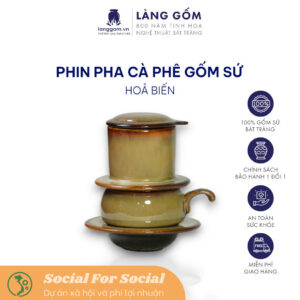 Bộ phin pha cà phê men hỏa biến kèm cốc quai móc gốm sứ Bát Tràng, nhiều màu sắc - Làng Gốm - langgom.vn