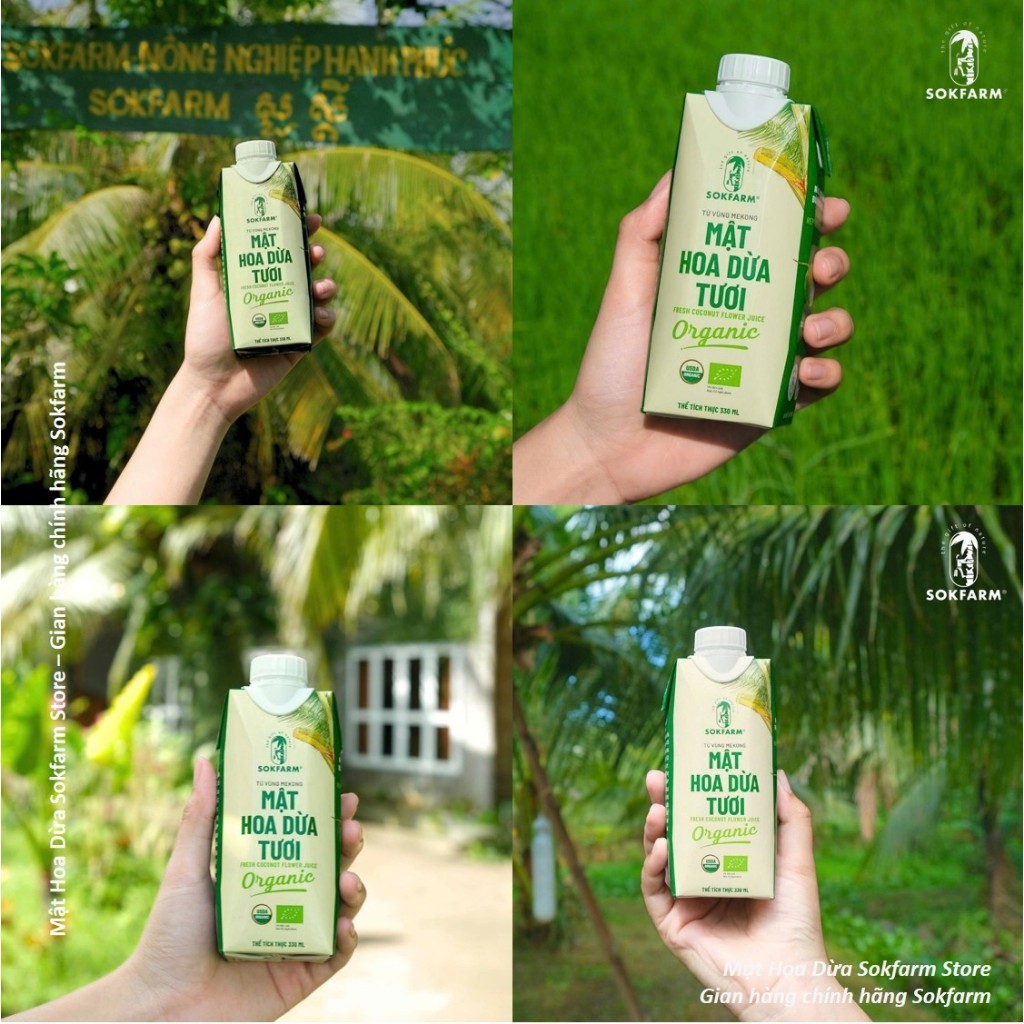 Mật hoa dừa tươi organic sokfarm 330ml mật hoa dừa tươi tiệt trùng UHT hộp giấy 330ml - Image 6