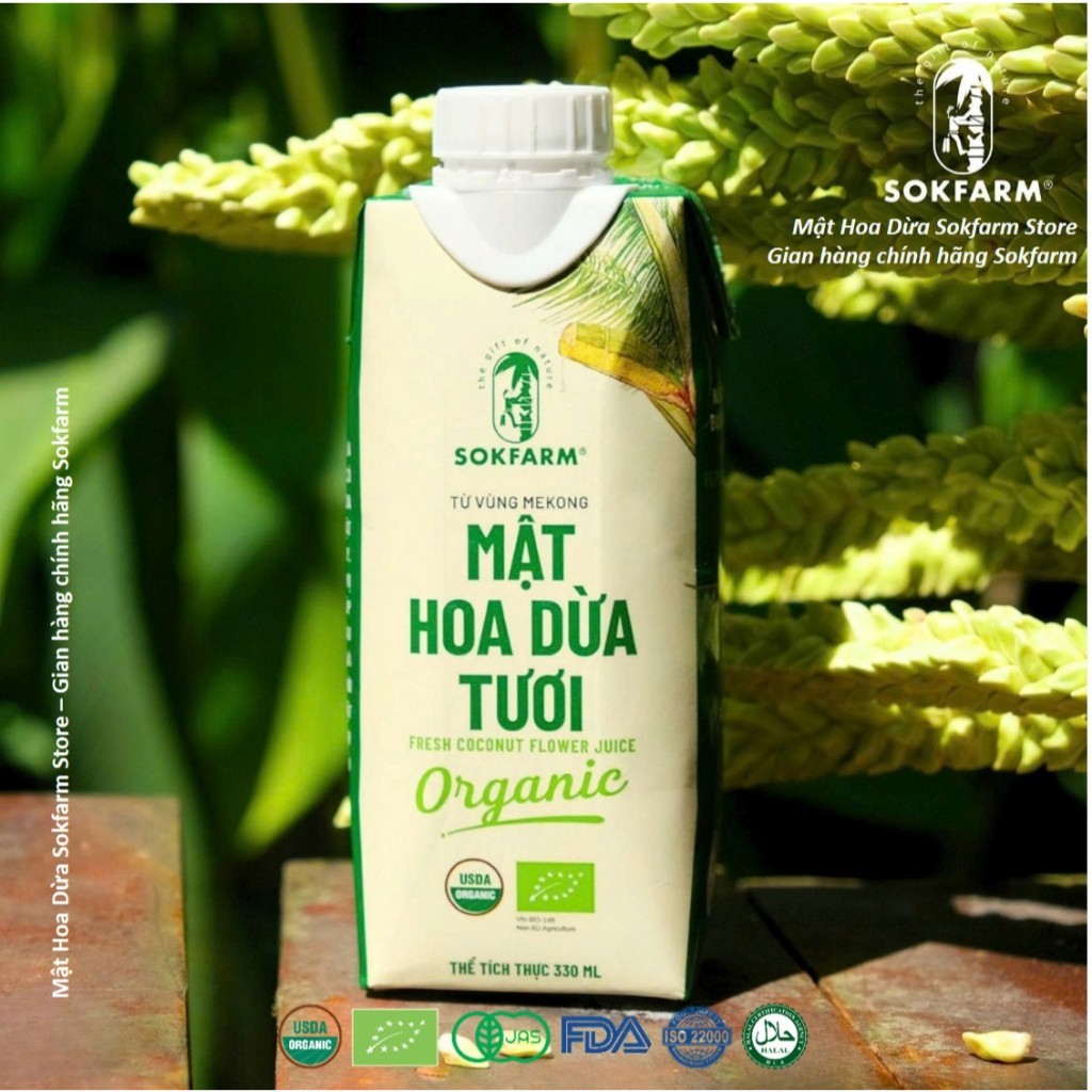 Mật hoa dừa tươi organic sokfarm 330ml mật hoa dừa tươi tiệt trùng UHT hộp giấy 330ml - Image 9
