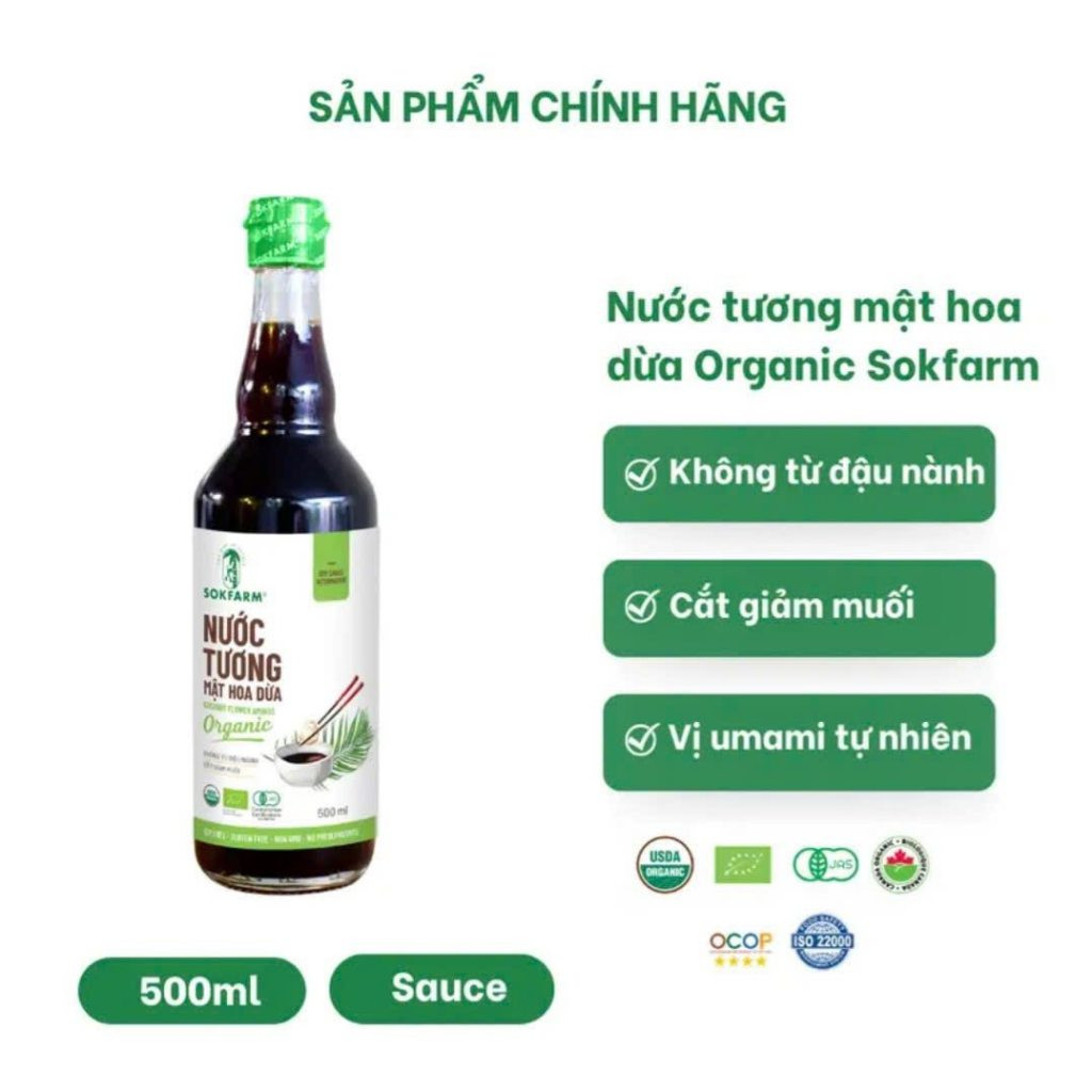 Nước Tương Mật Hoa Dừa Organic Sokfarm 500ml - Image 9