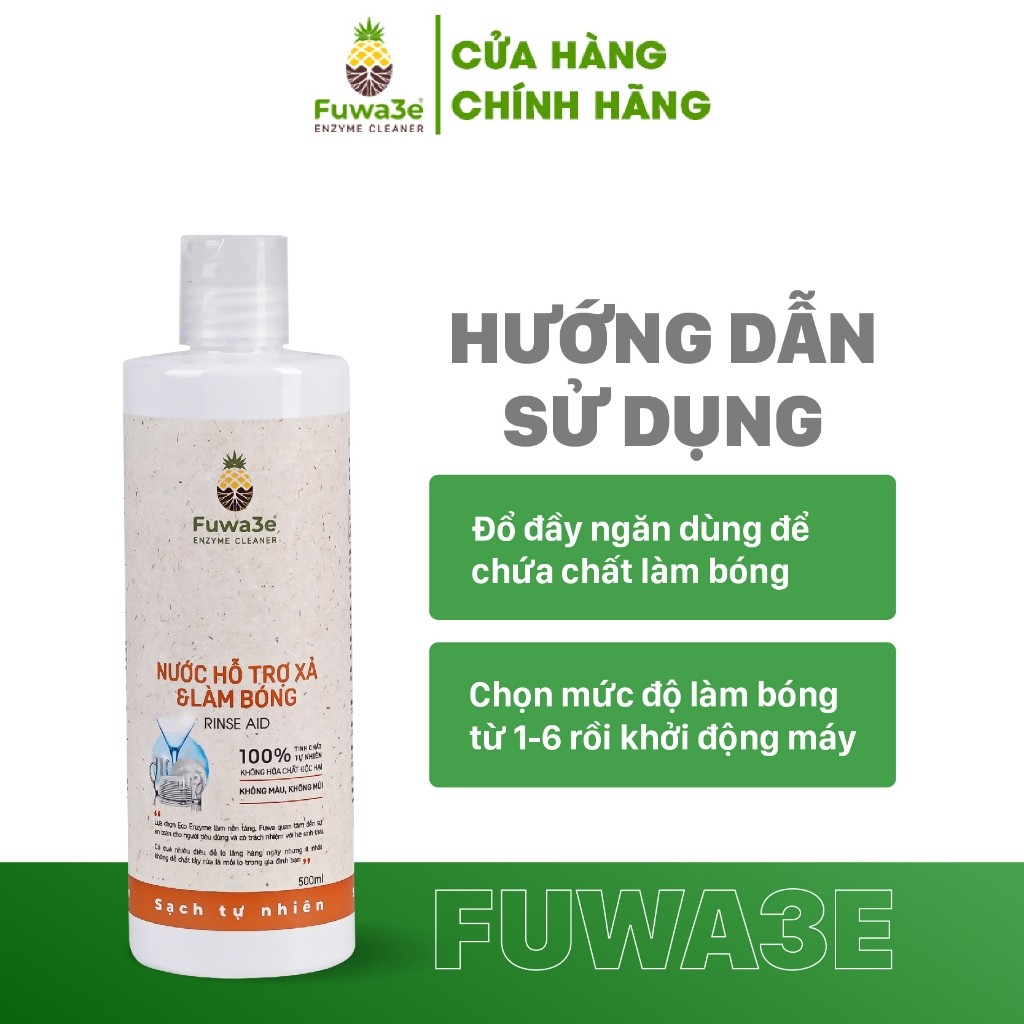 Nước Làm Bóng Bát Đĩa Fuwa3e Giúp Sáng Bóng Hoàn Hảo Thành Phần Enzyme Sinh Học Chai 500ml - Image 6