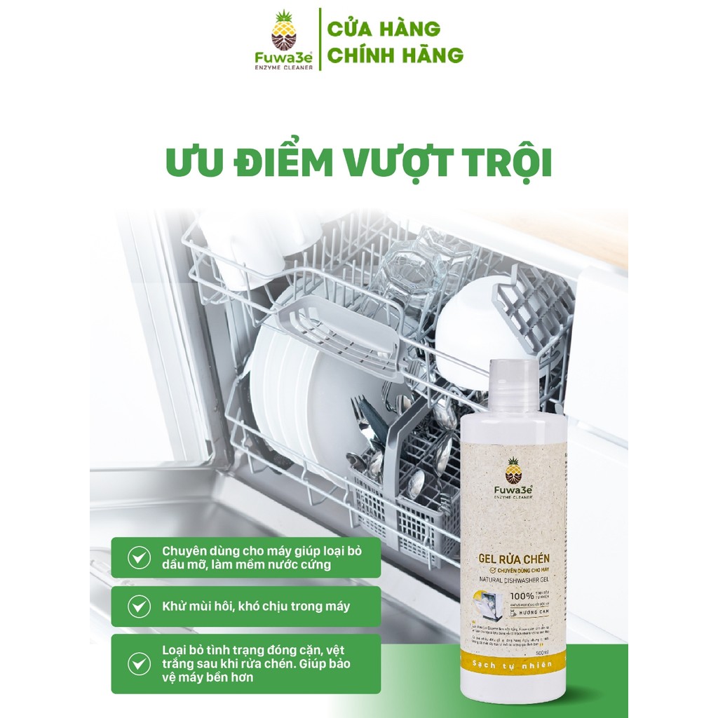Nước Rửa Bát Cho Máy Rửa Chén Bát Fuwa3e Enzyme Sinh Học Dạng Gel giúp làm sạch loại bỏ dầu mỡ - Image 10