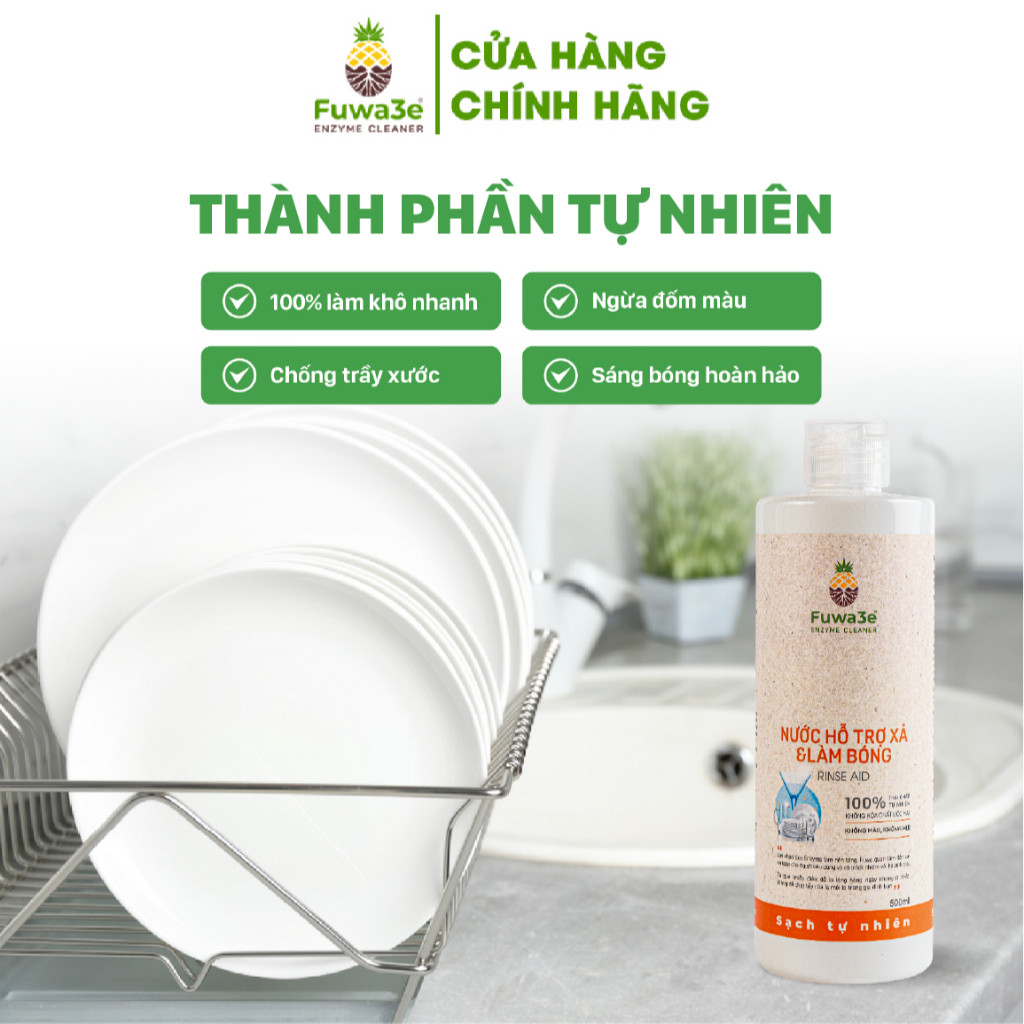 Nước Làm Bóng Bát Đĩa Fuwa3e Giúp Sáng Bóng Hoàn Hảo Thành Phần Enzyme Sinh Học Chai 500ml - Image 10
