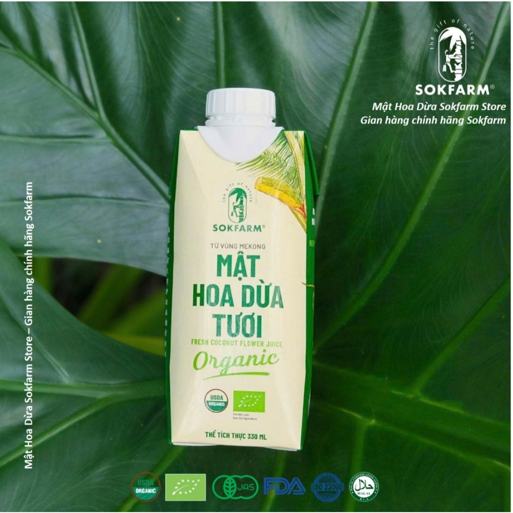 Mật hoa dừa tươi organic sokfarm 330ml mật hoa dừa tươi tiệt trùng UHT hộp giấy 330ml - Image 8
