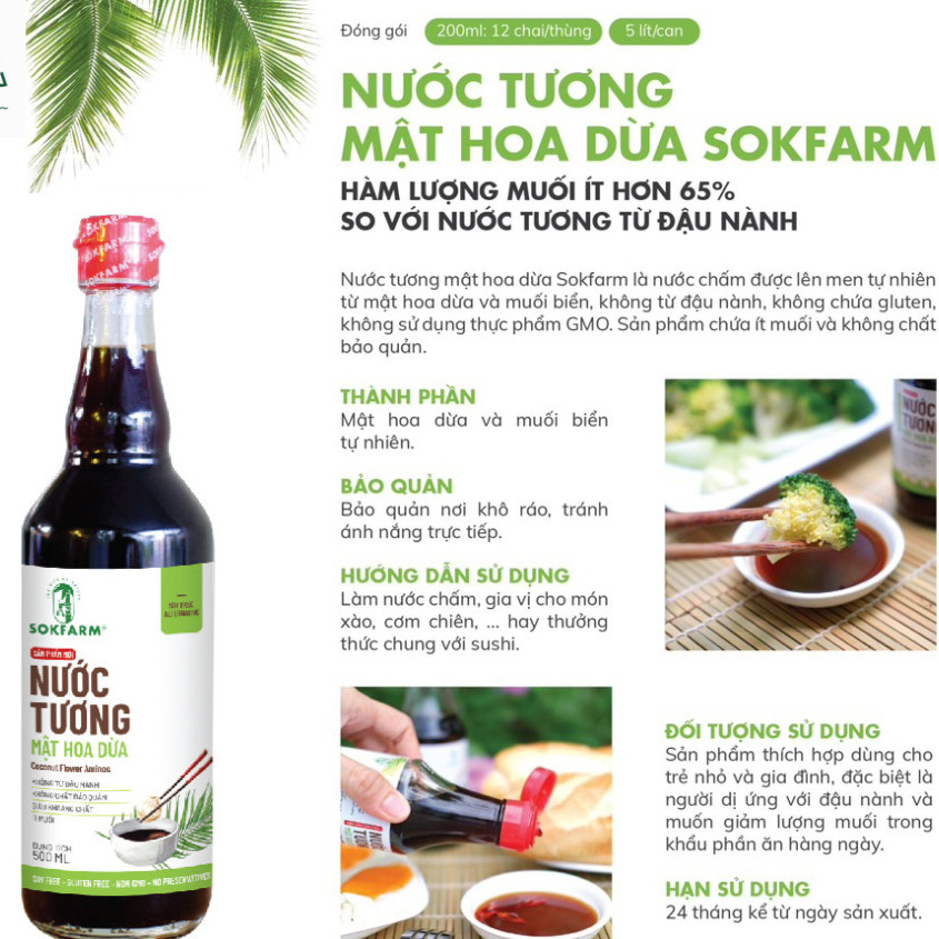 Nước Tương Mật Hoa Dừa Organic Sokfarm 500ml - Image 8