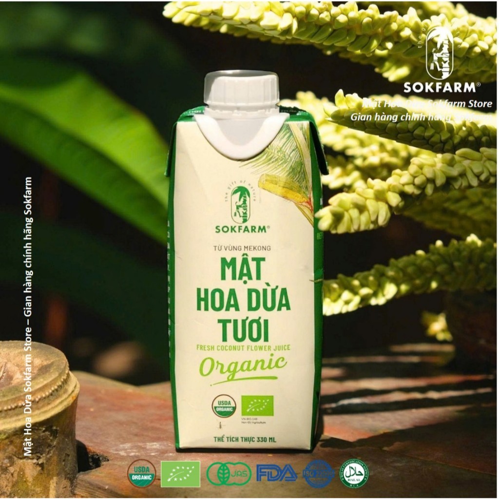 Mật hoa dừa tươi organic sokfarm 330ml mật hoa dừa tươi tiệt trùng UHT hộp giấy 330ml - Image 10